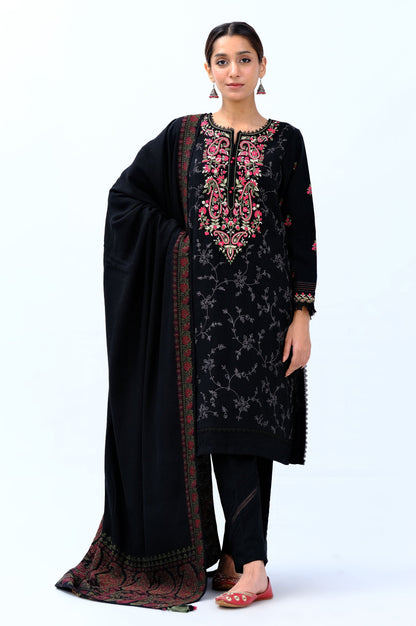 Stitched 3 Piece Embroidered Khaddar Suit