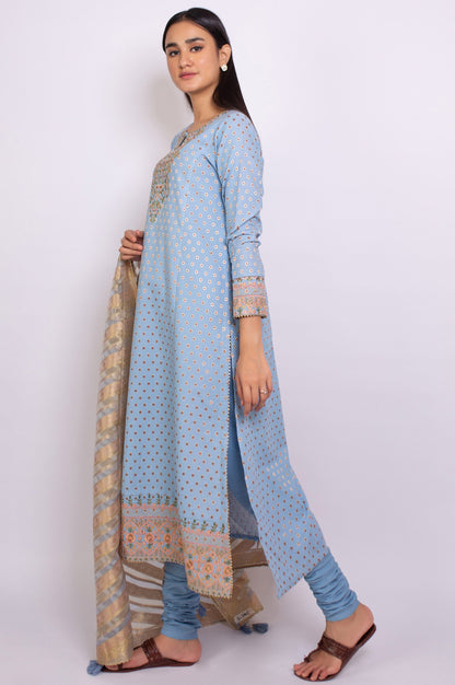 Unstitched 3 Piece Embroidered Maysuri Jacquard Suit