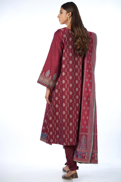 Unstitched 3 Piece Embroidered Jacquard Suit with Yarn Dyed Shawl