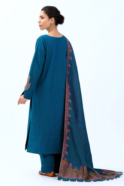 Stitched 3 Piece Embroidered Karandi Suit