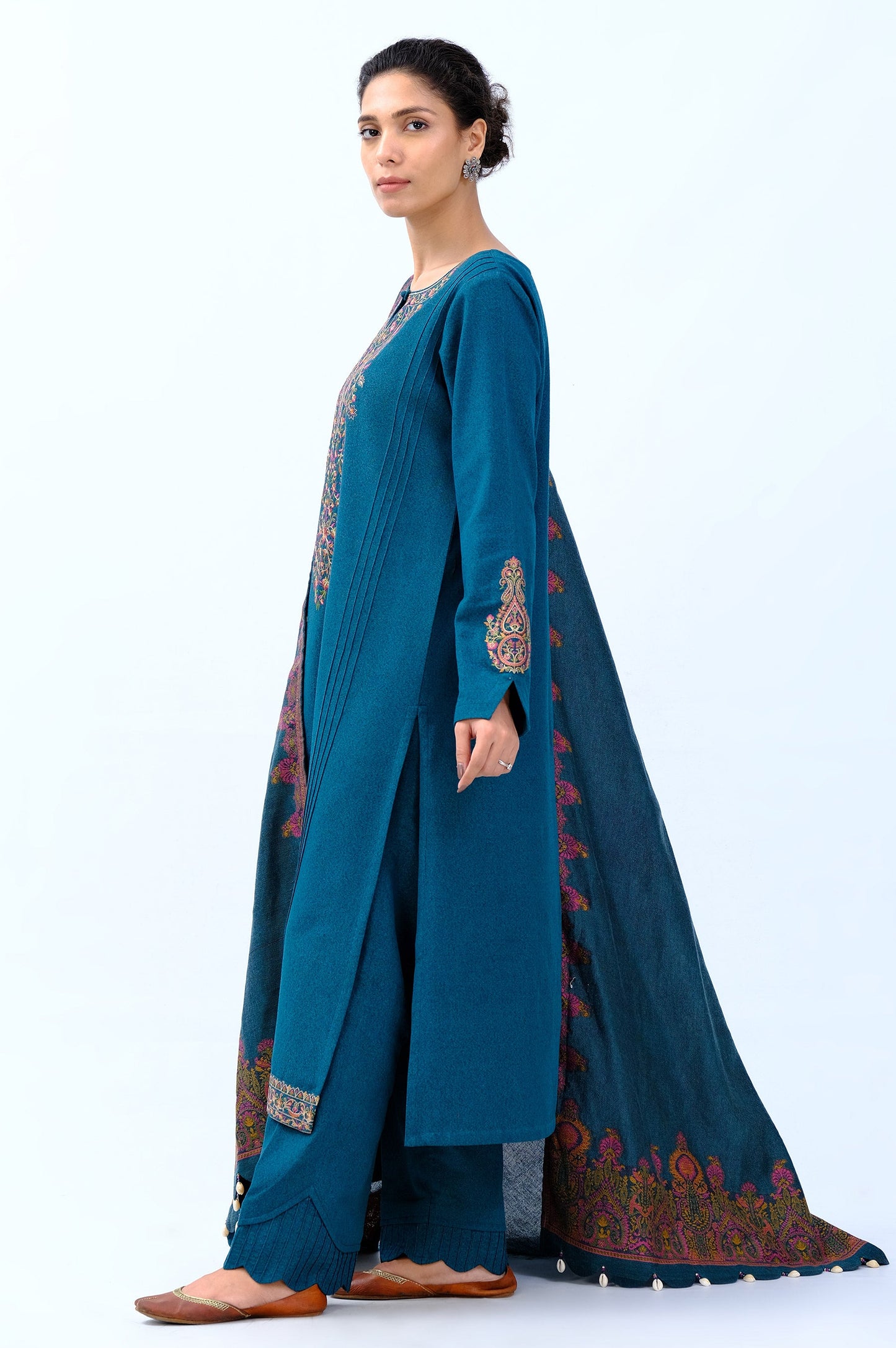 Stitched 3 Piece Embroidered Karandi Suit