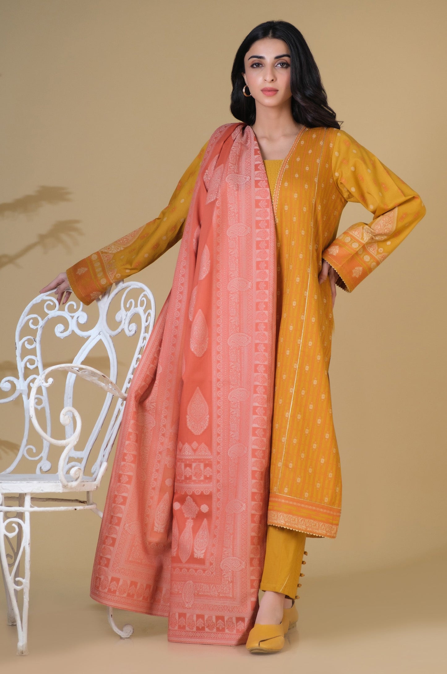 Stitched 3 Pieces Dyed Jacquard Suit