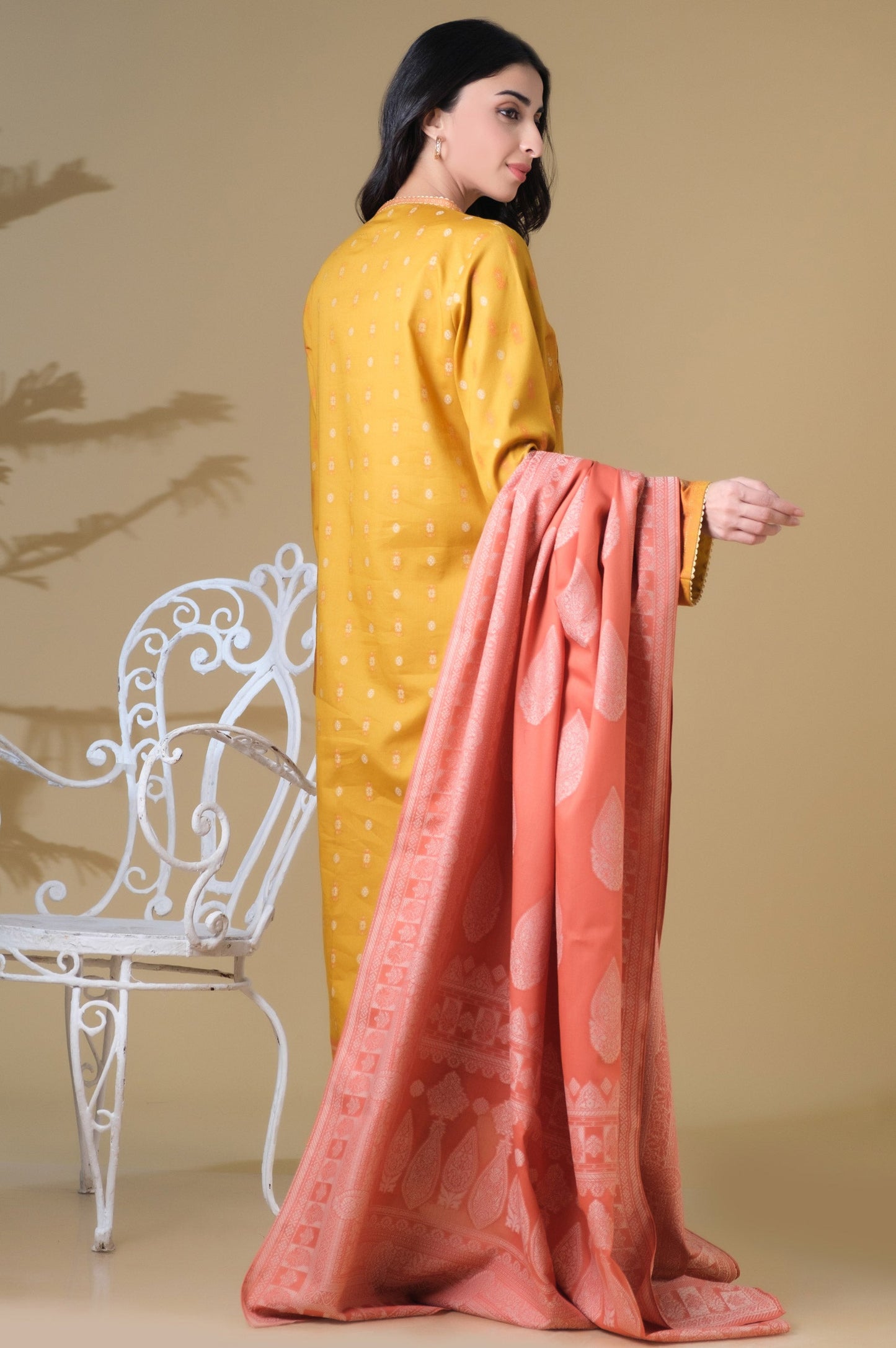 Unstitched 3 Piece Dyed Jacquard Suit