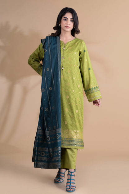 Unstitched 3 Piece Dyed Jacquard Suit