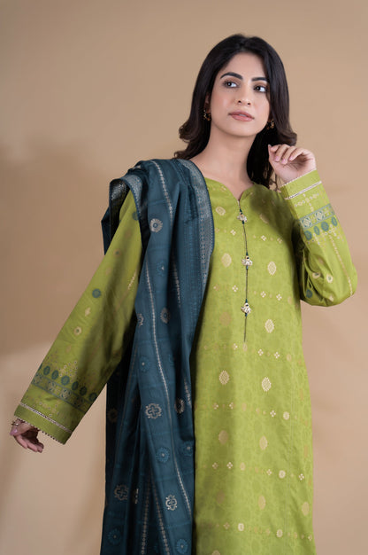 Stitched 3 Pieces Dyed Jacquard Suit