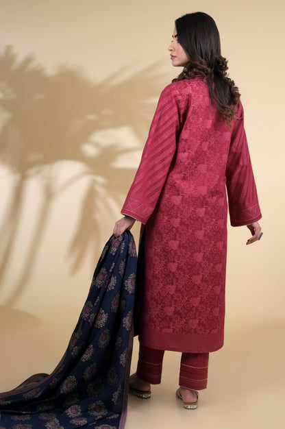 Unstitched 3 Piece Dyed Jacquard Suit