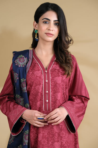 Unstitched 3 Piece Dyed Jacquard Suit