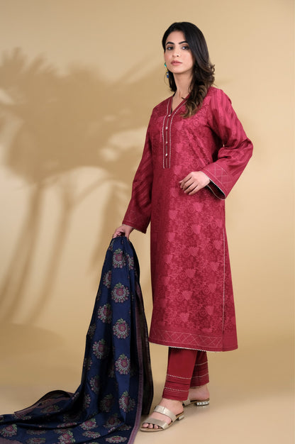 Stitched 3 Pieces Dyed Jacquard Suit