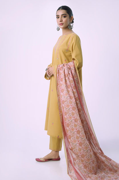 Unstitched 3 Piece Embroidered Cambric Shirt with Lawn Dupatta