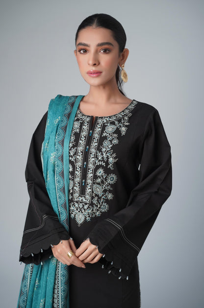 Unstitched 3 Piece Embroidered Cambric Shirt with Lawn Dupatta