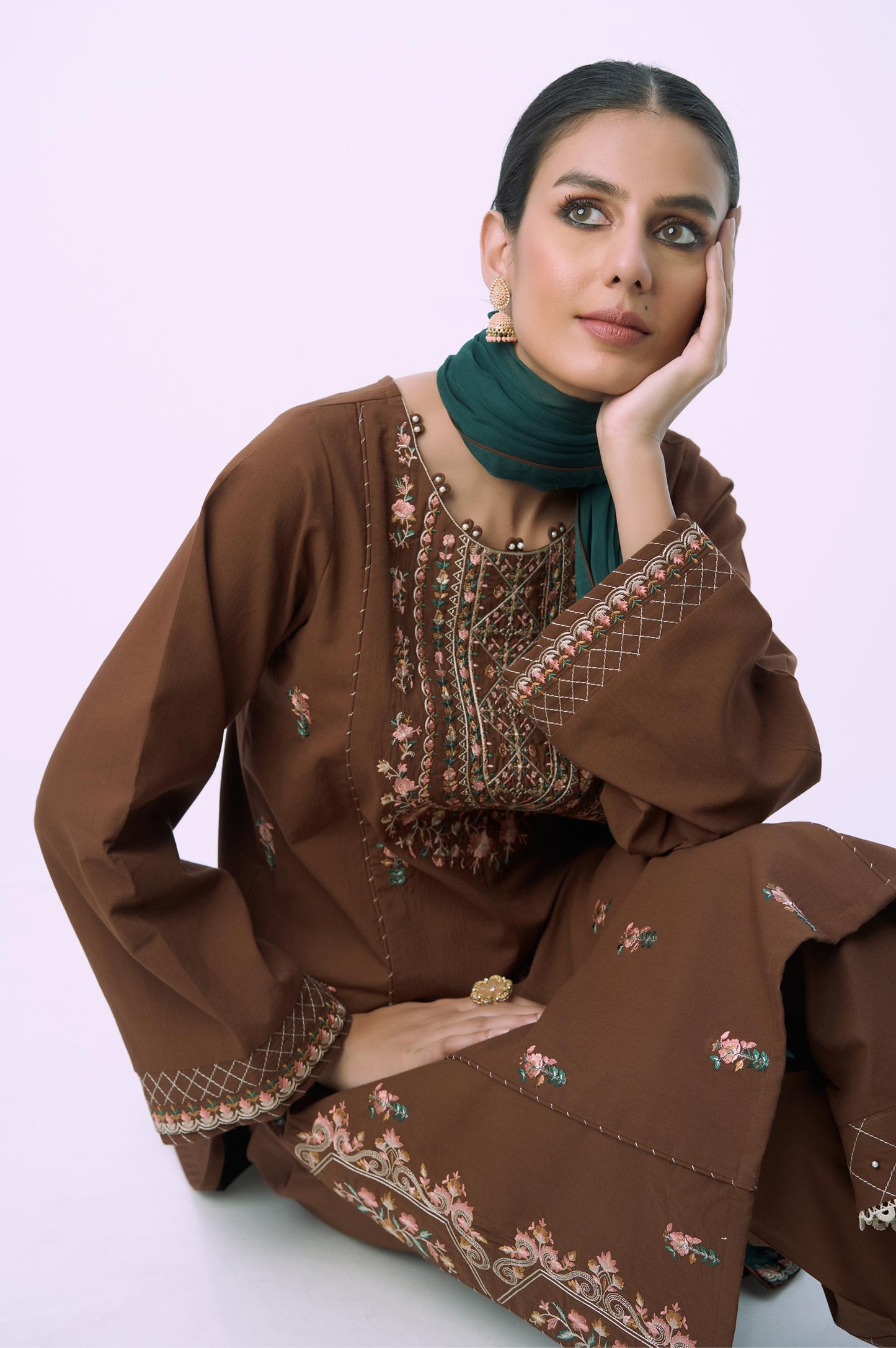 Unstitched 3 Piece Embroidered Cambric Suit