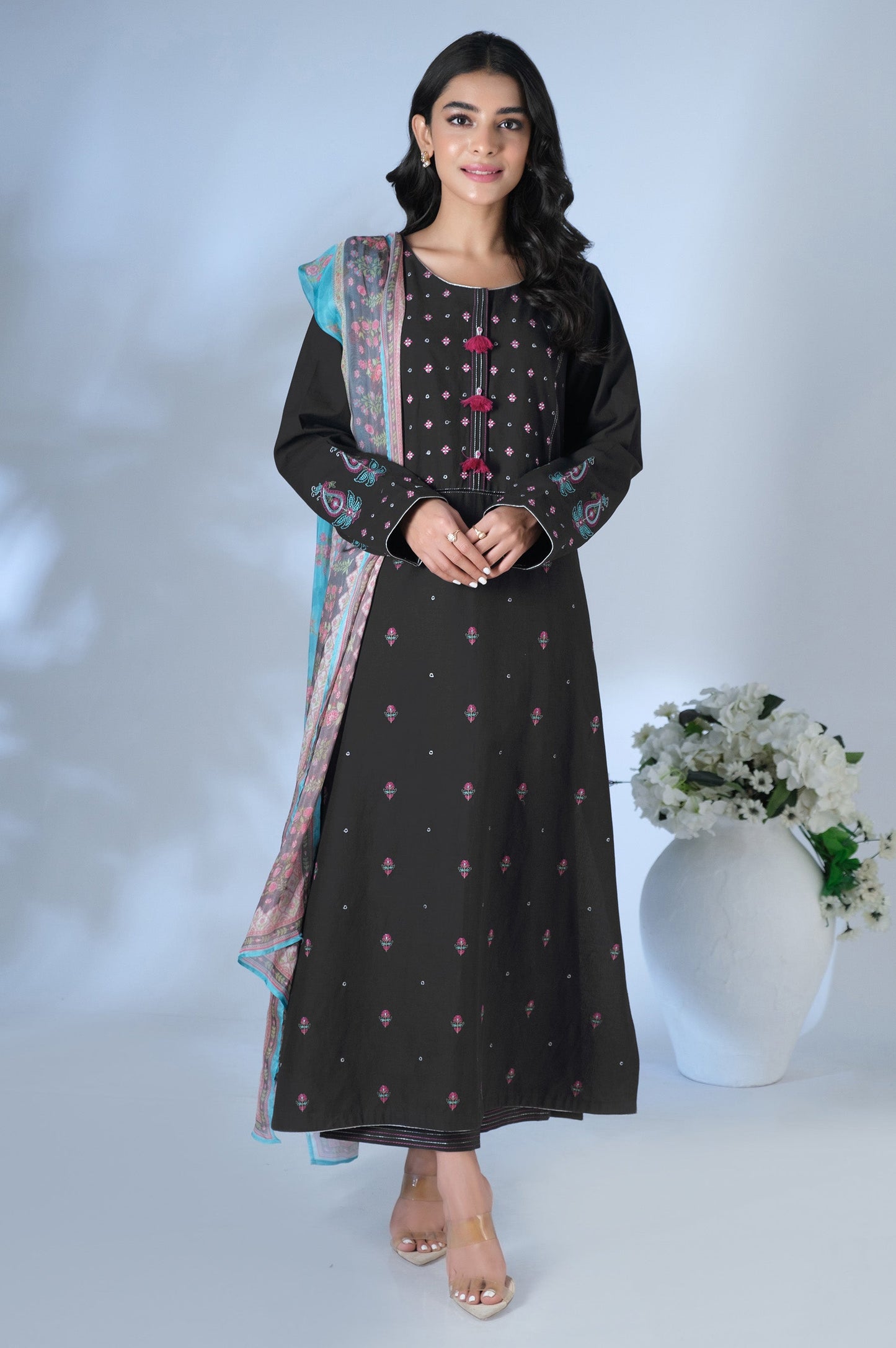 Unstitched 3 Piece Embroidered Cambric Suit