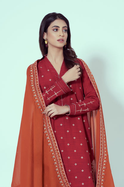 Unstitched 3 Piece Textured Slub Suit