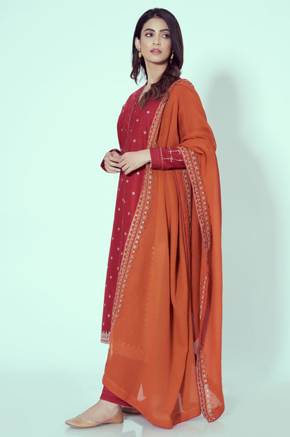 Unstitched 3 Piece Textured Slub Suit
