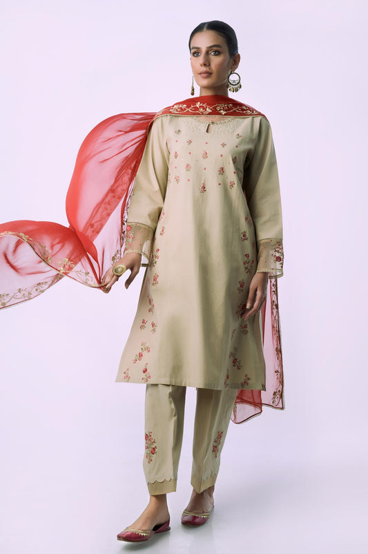 Unstitched 3 Piece Embroidered Cambric Suit