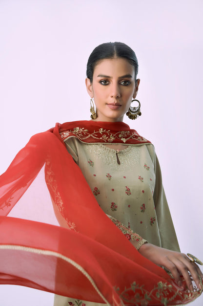 Unstitched 3 Piece Embroidered Cambric Suit