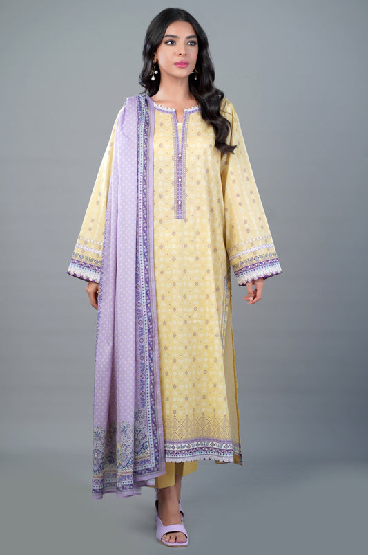 Unstitched 3 Piece Printed Lawn Suit