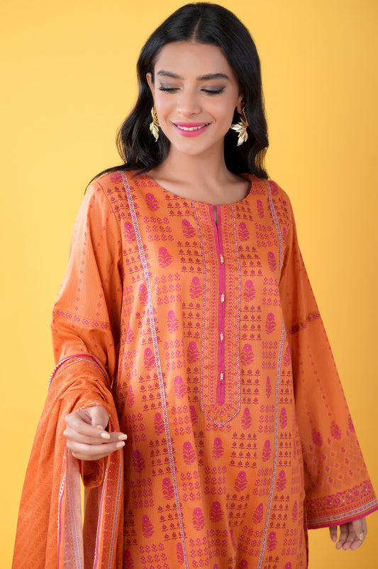 Stitched 3 Piece Printed Lawn