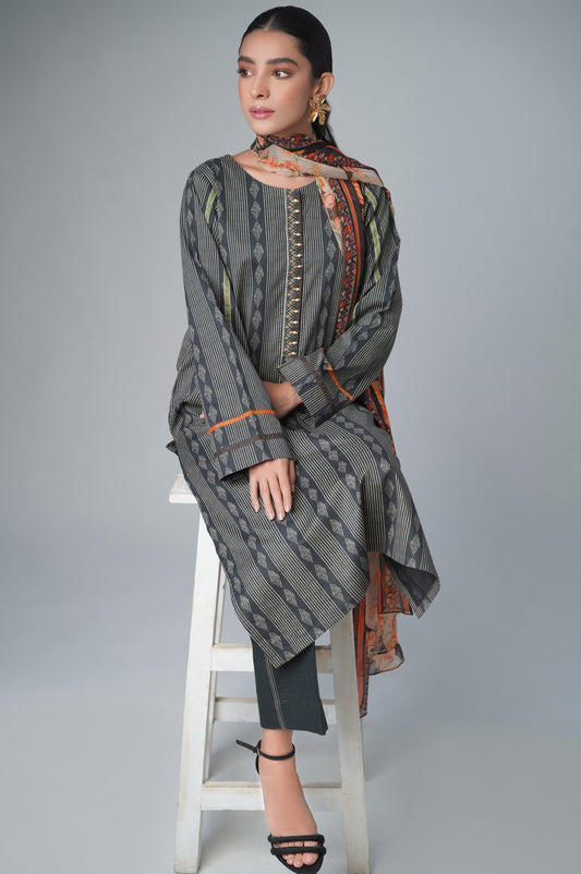 Stitched 3 Piece Printed Lawn