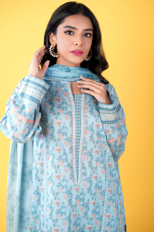 Stitched 3 Piece Printed Lawn