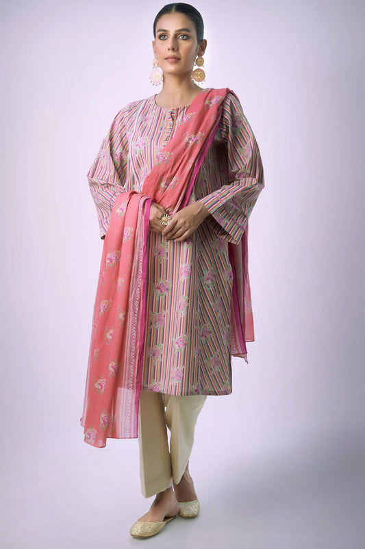 Unstitched 3 Piece Printed Lawn Suit