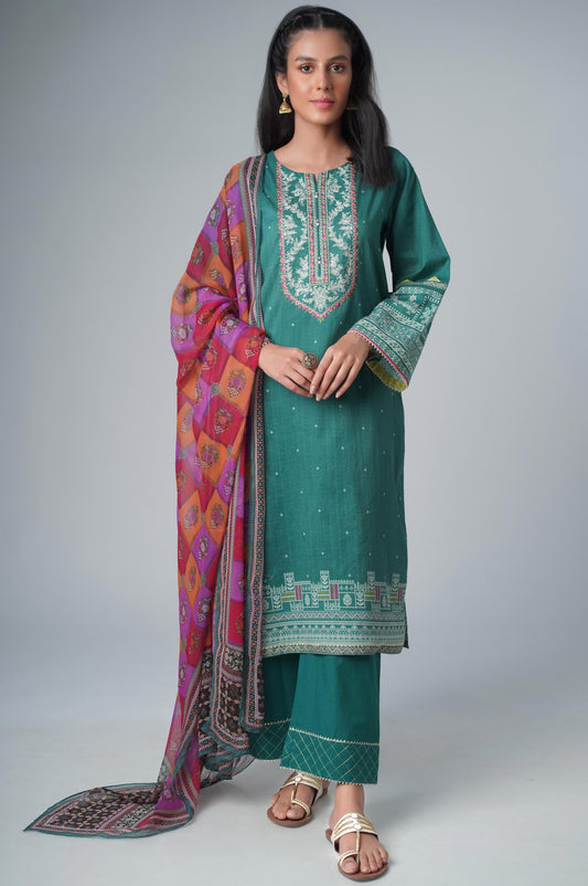 Unstitched 3 Piece Printed Lawn