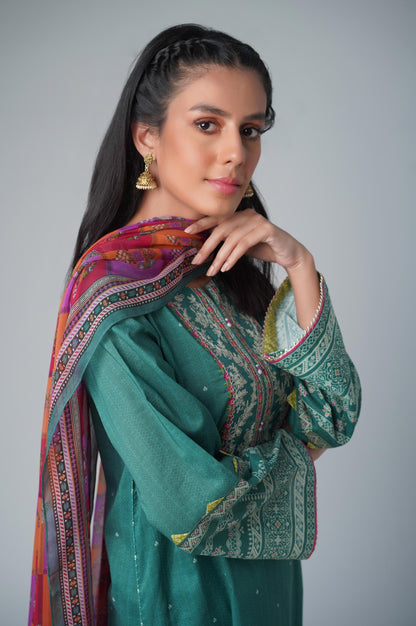 Unstitched 3 Piece Printed Lawn