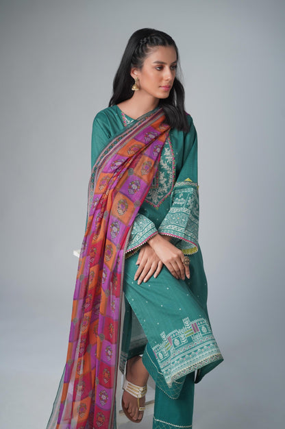 Unstitched 3 Piece Printed Lawn