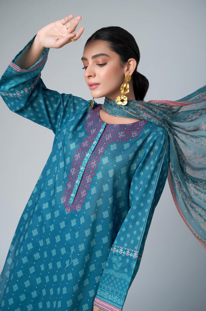 Unstitched 3 Piece Printed Lawn