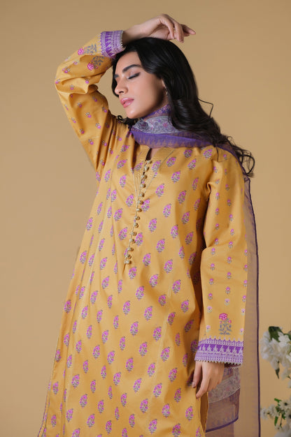 Unstitched 3 Piece Printed Cambric Suit