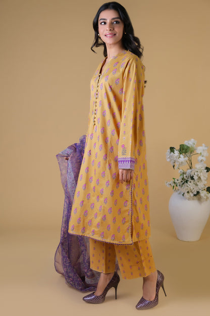 Stitched 3 Piece Printed Lawn Suit