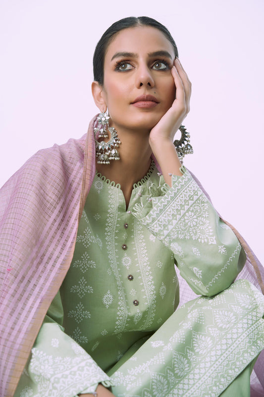 Unstitched 3 Piece Printed Lawn