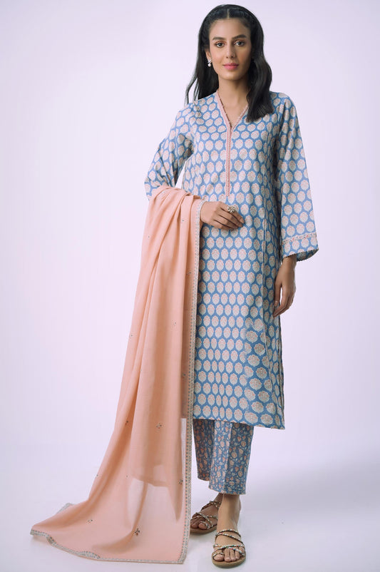 Unstitched 3 Piece Printed Lawn