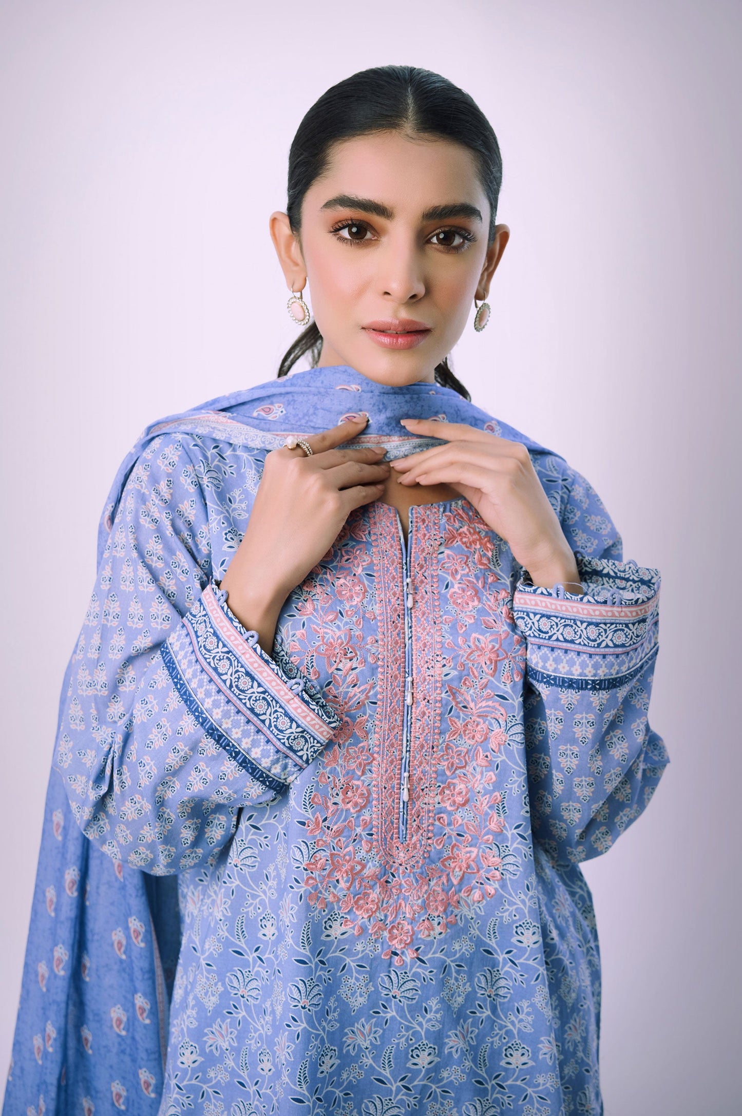 Unstitched 3 Piece Embroidered Lawn Suit