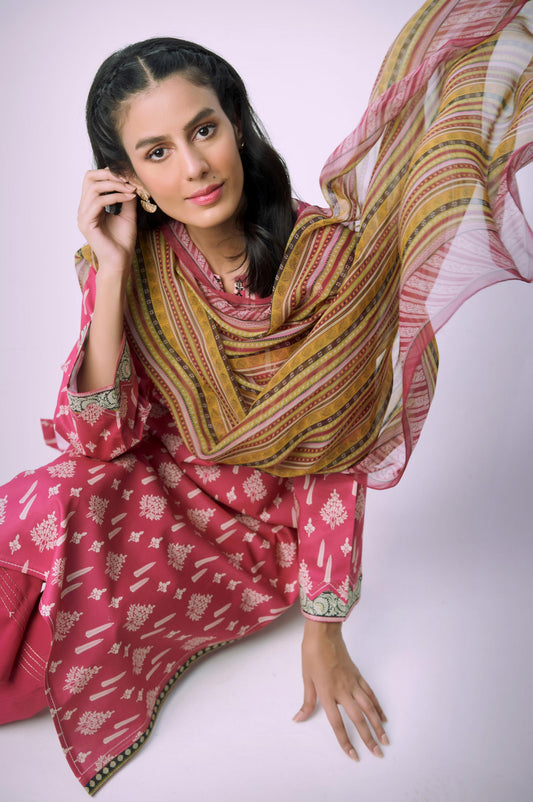 Stitched 3 Piece Printed Lawn Suit