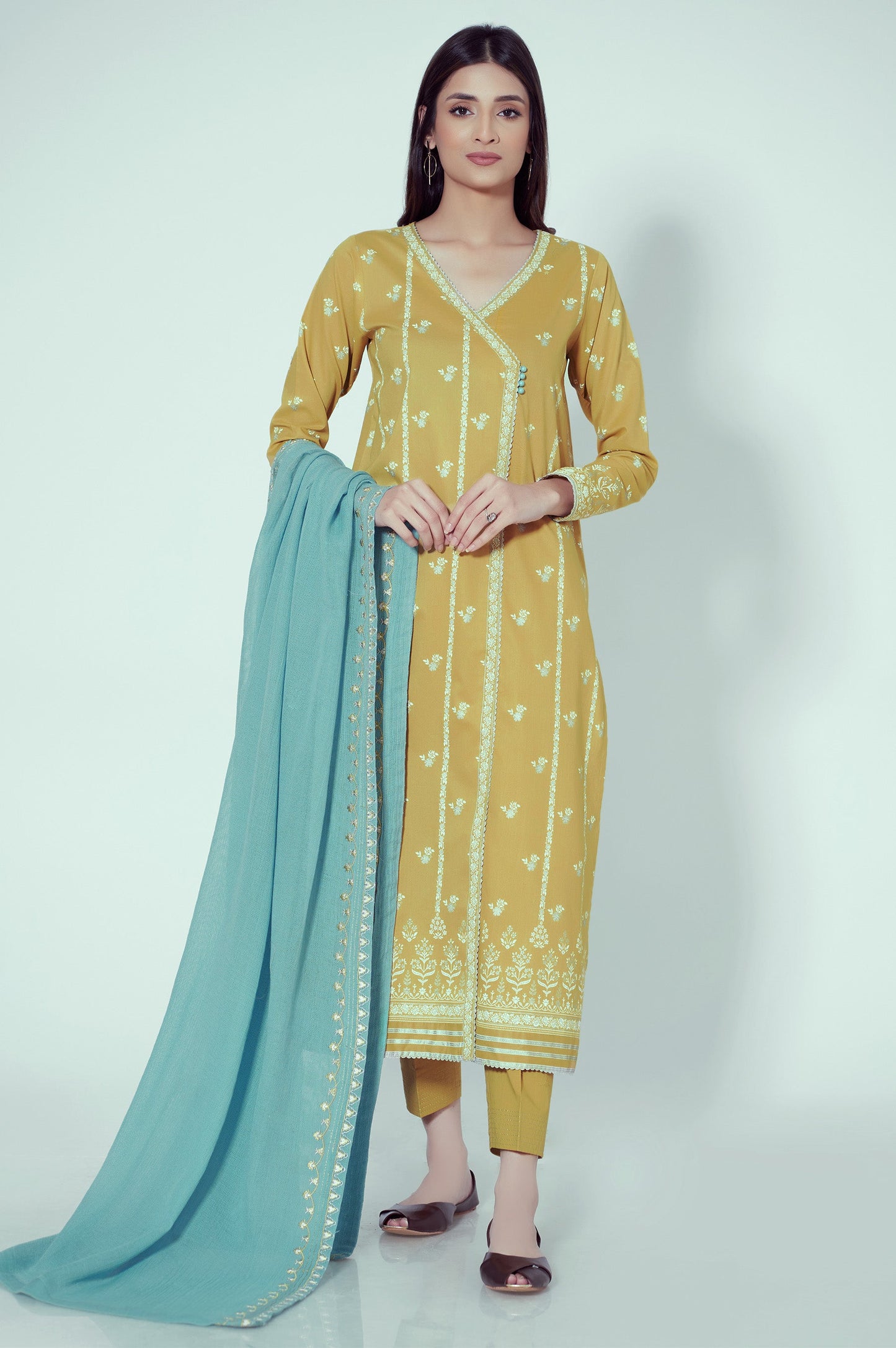 Unstitched 3 Piece Paste Printed Lawn Suit