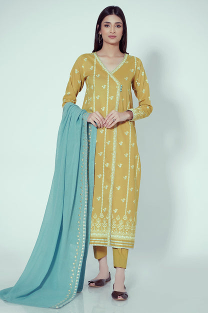 Unstitched 3 Piece Paste Printed Lawn Suit