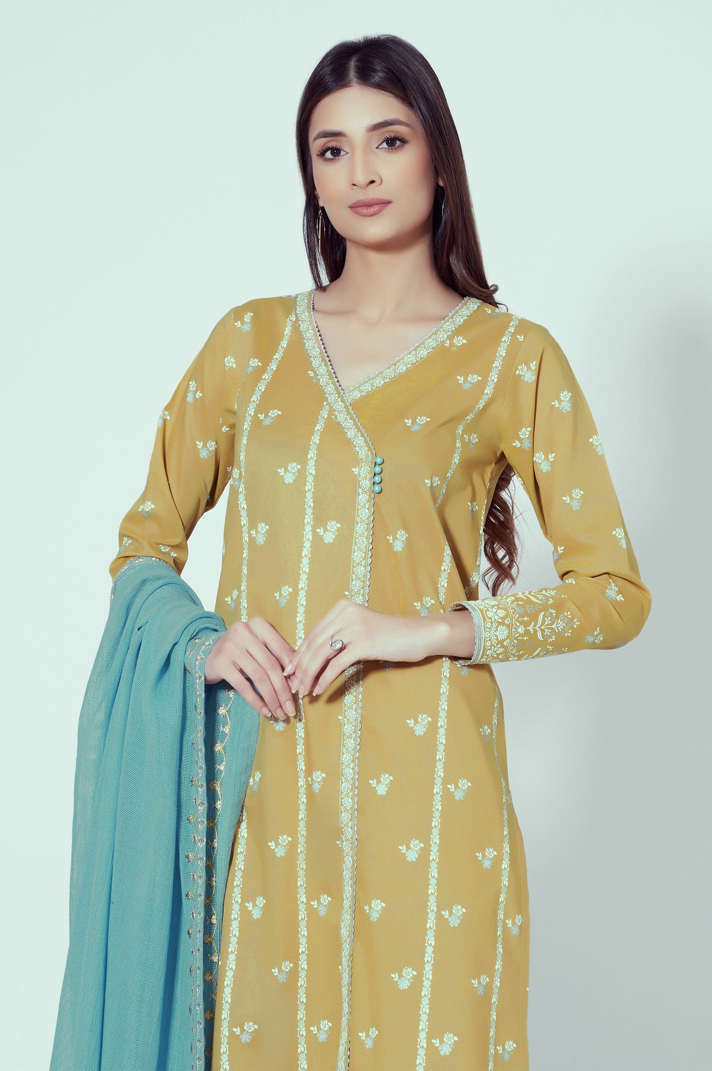 Unstitched 3 Piece Paste Printed Lawn Suit