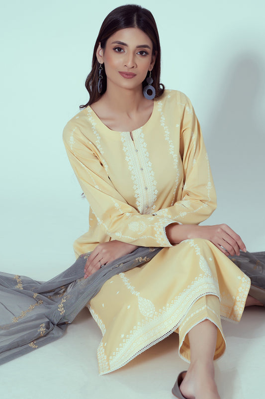 Stitched 3 Piece Embroidered Lawn Suit