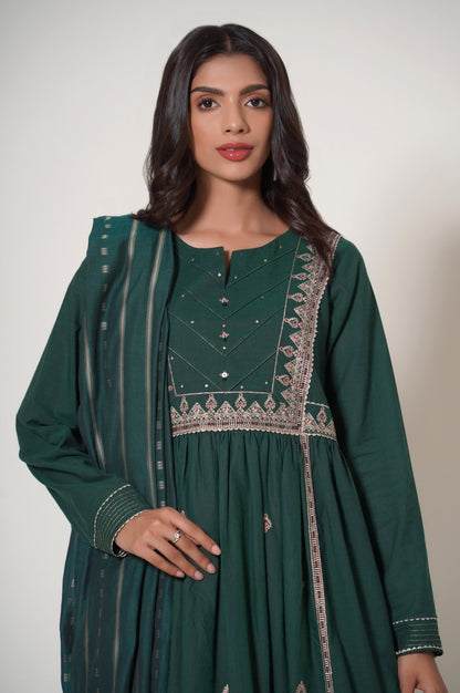 Unstitched 3 Piece Embroidered Yarn Dyed Suit