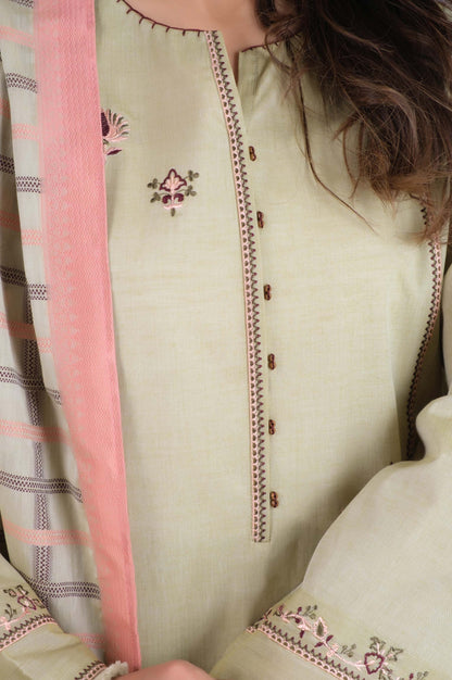 Unstitched 3 Piece Embroidered  Yarn Dyed Jacquard Suit