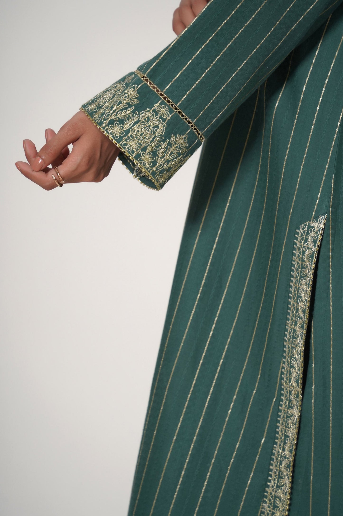 Stitched 3 Piece Embroidered Jacquard Suit