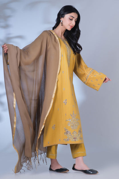 Unstitched 3 Piece Embroidered Mysuri Jacquard Suit