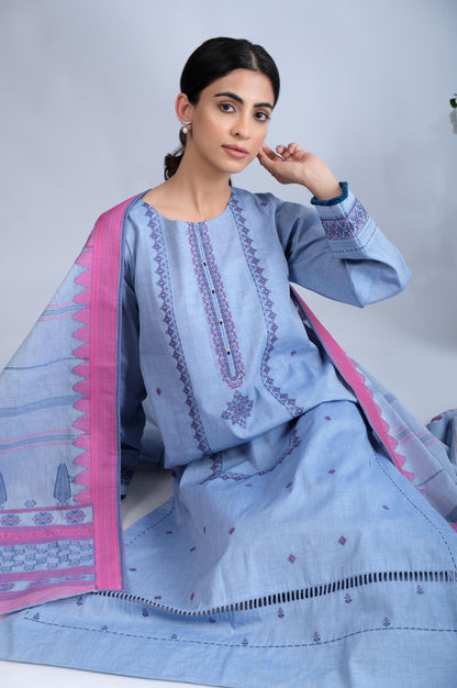 Unstitched 3 Piece Embroidered Yarn Dyed Jacquard Suit