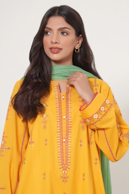 Unstitched 3 Piece Embroidered Cambric Suit