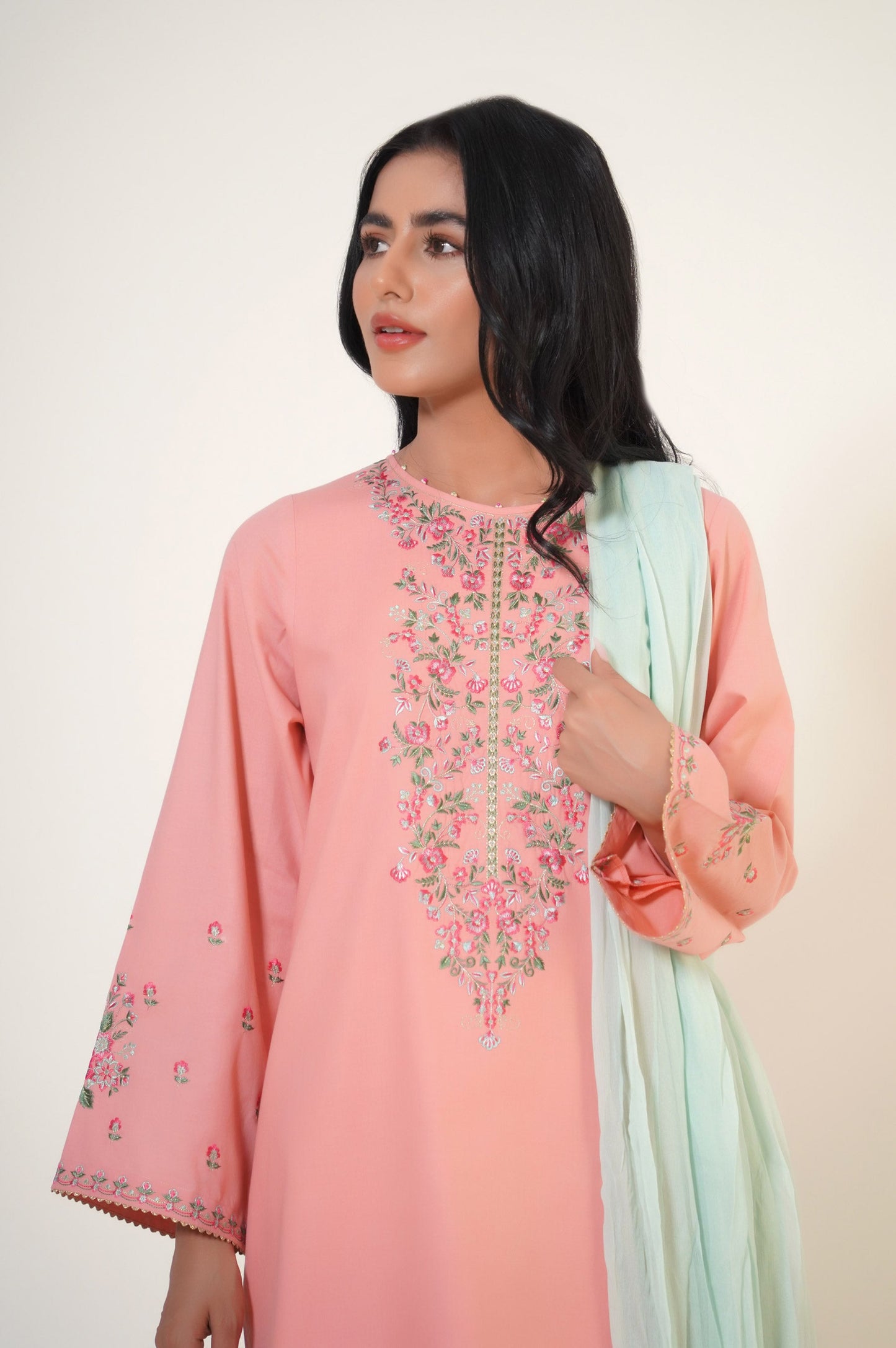 Unstitched 3 Piece Embroidered Cambric Suit