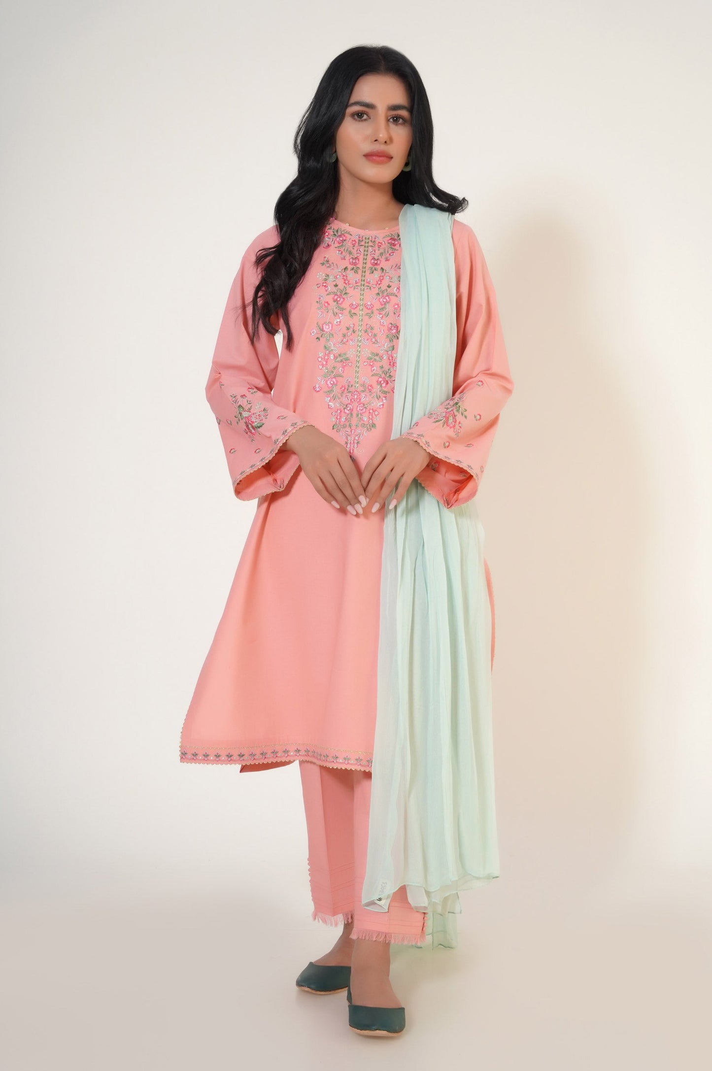Unstitched 3 Piece Embroidered Cambric Suit