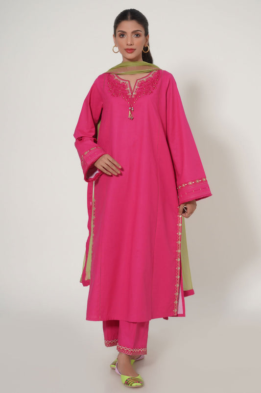 Stitched 3 Piece Embroidered Cambric Suit