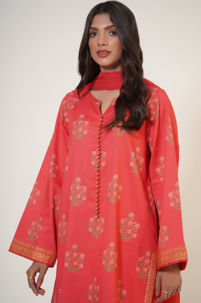 Stitched 3 Piece Paste Printed Lawn