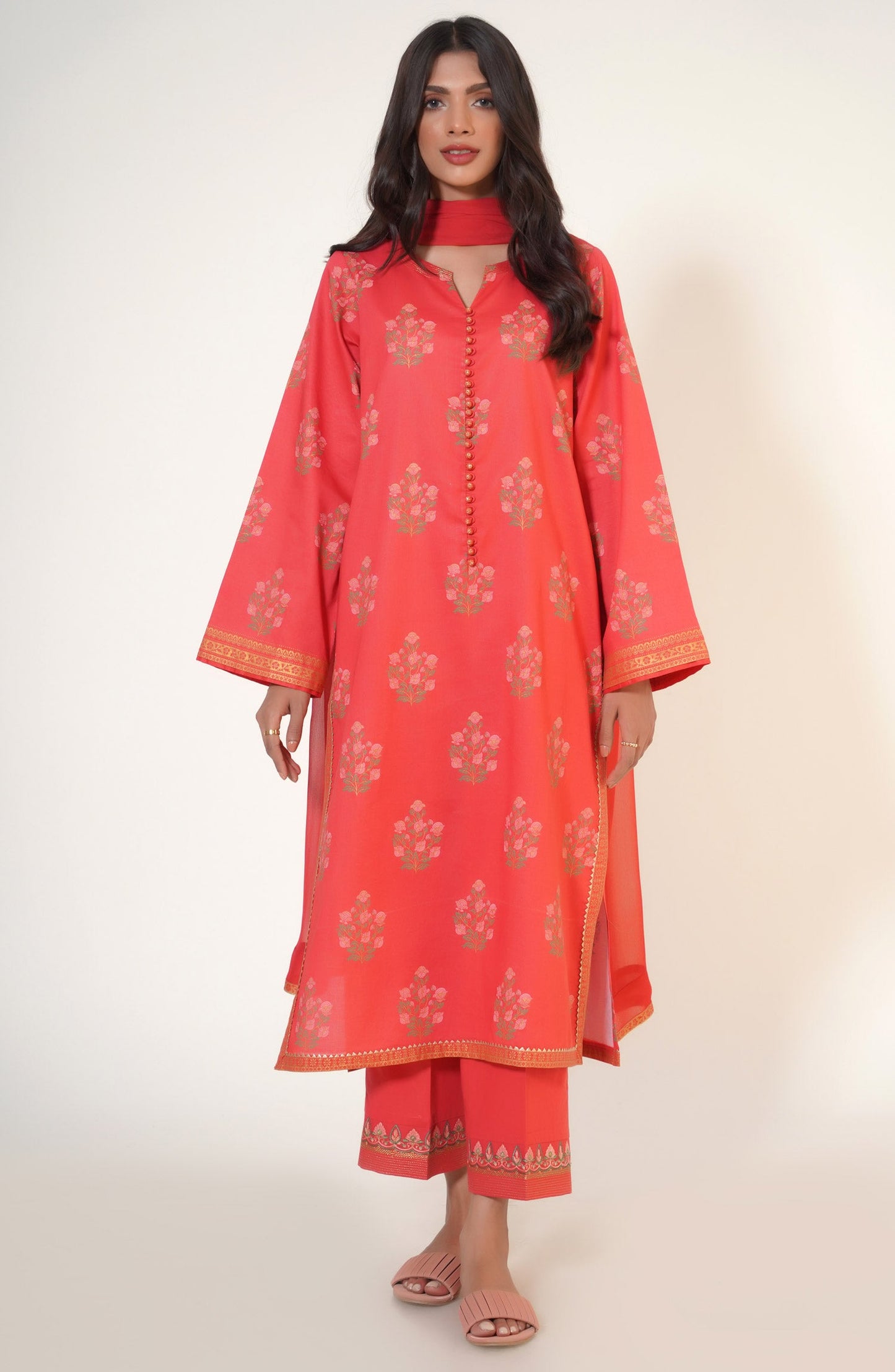 Stitched 3 Piece Paste Printed Lawn